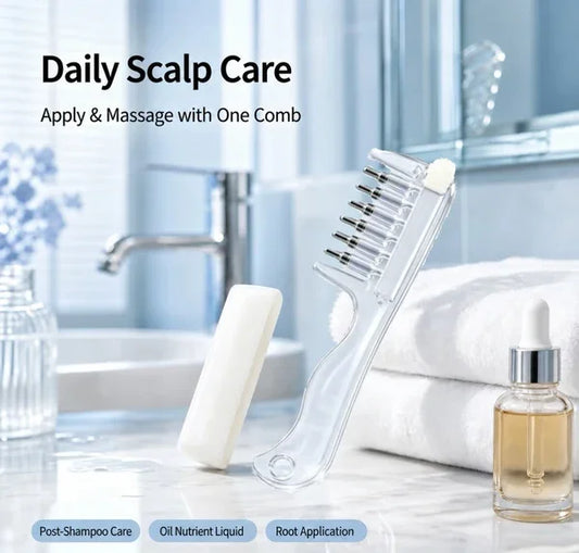 e??¡ìRefillable Scalp Oil Applicator Comb with 6 Metal Massage Tips a?? Even Root Serum Distribution & Scalp Stimulation for Hair Care
