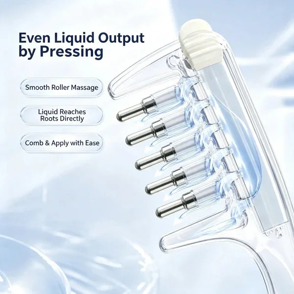 e??¡ìRefillable Scalp Oil Applicator Comb with 6 Metal Massage Tips a?? Even Root Serum Distribution & Scalp Stimulation for Hair Care
