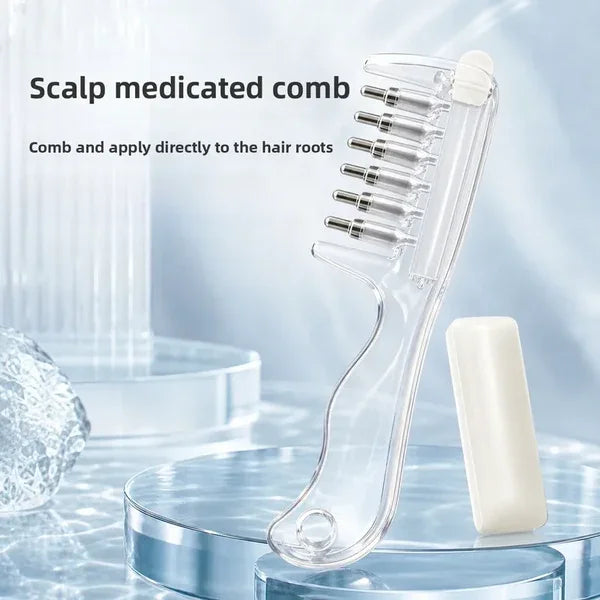 e??¡ìRefillable Scalp Oil Applicator Comb with 6 Metal Massage Tips a?? Even Root Serum Distribution & Scalp Stimulation for Hair Care
